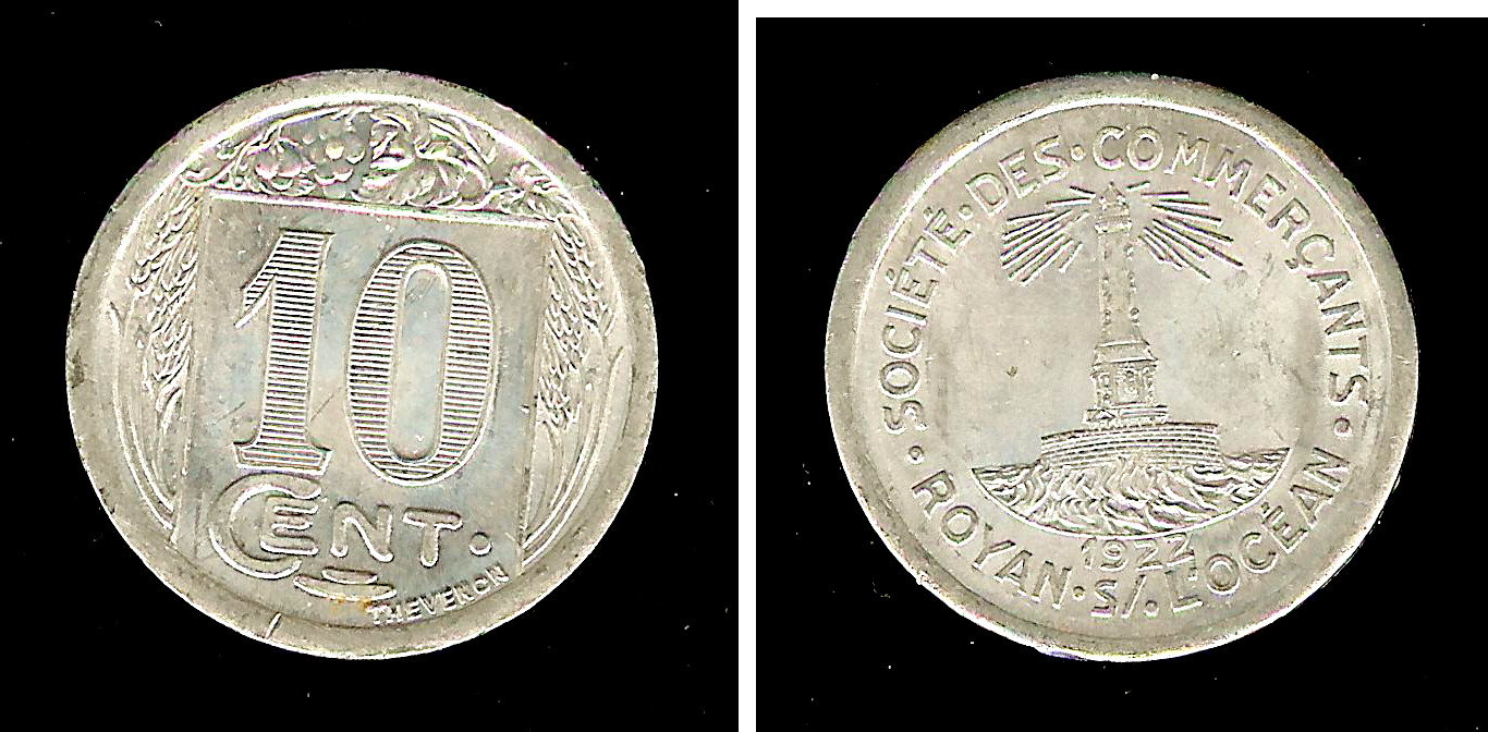 Royan Commercial Sociery 10 centimes 1922 BU